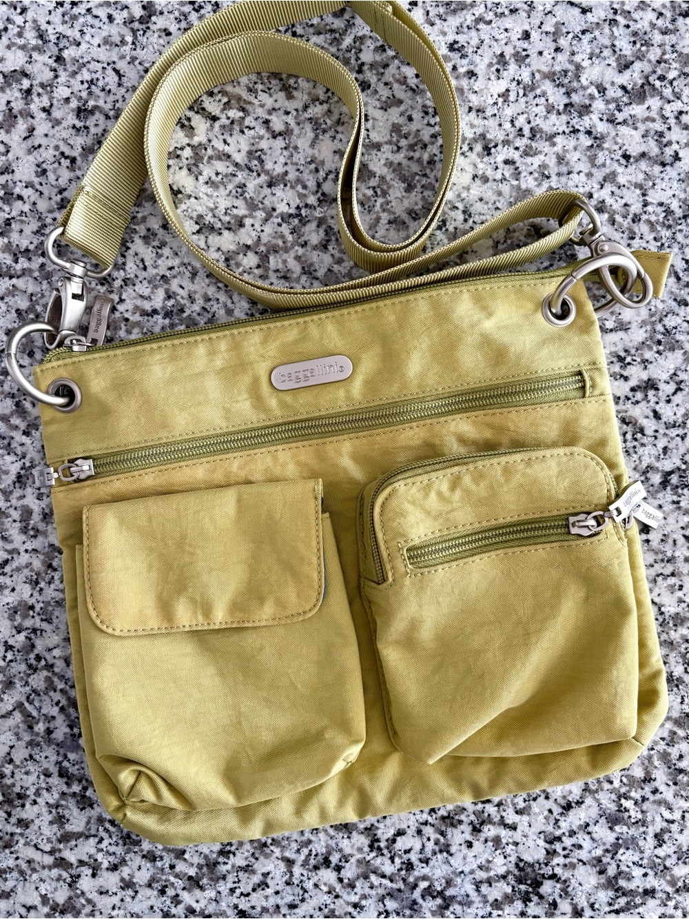 Baggallini—Olive Green Square Crossbody Bag